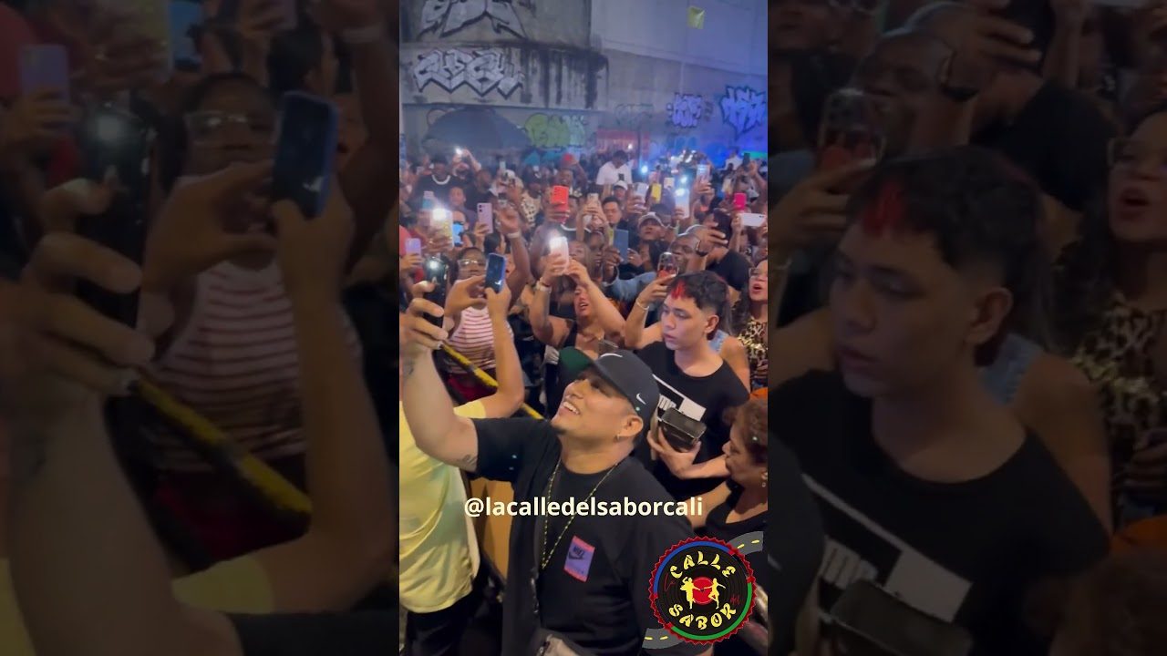 Multitud de noche con celulares en alto